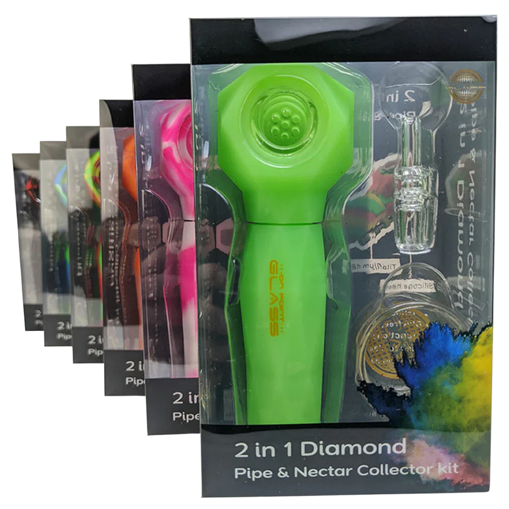 ON POINT GLASS - 2 IN 1 DIAMOND HAND PIPE & NECTAR COLLECTOR KIT
