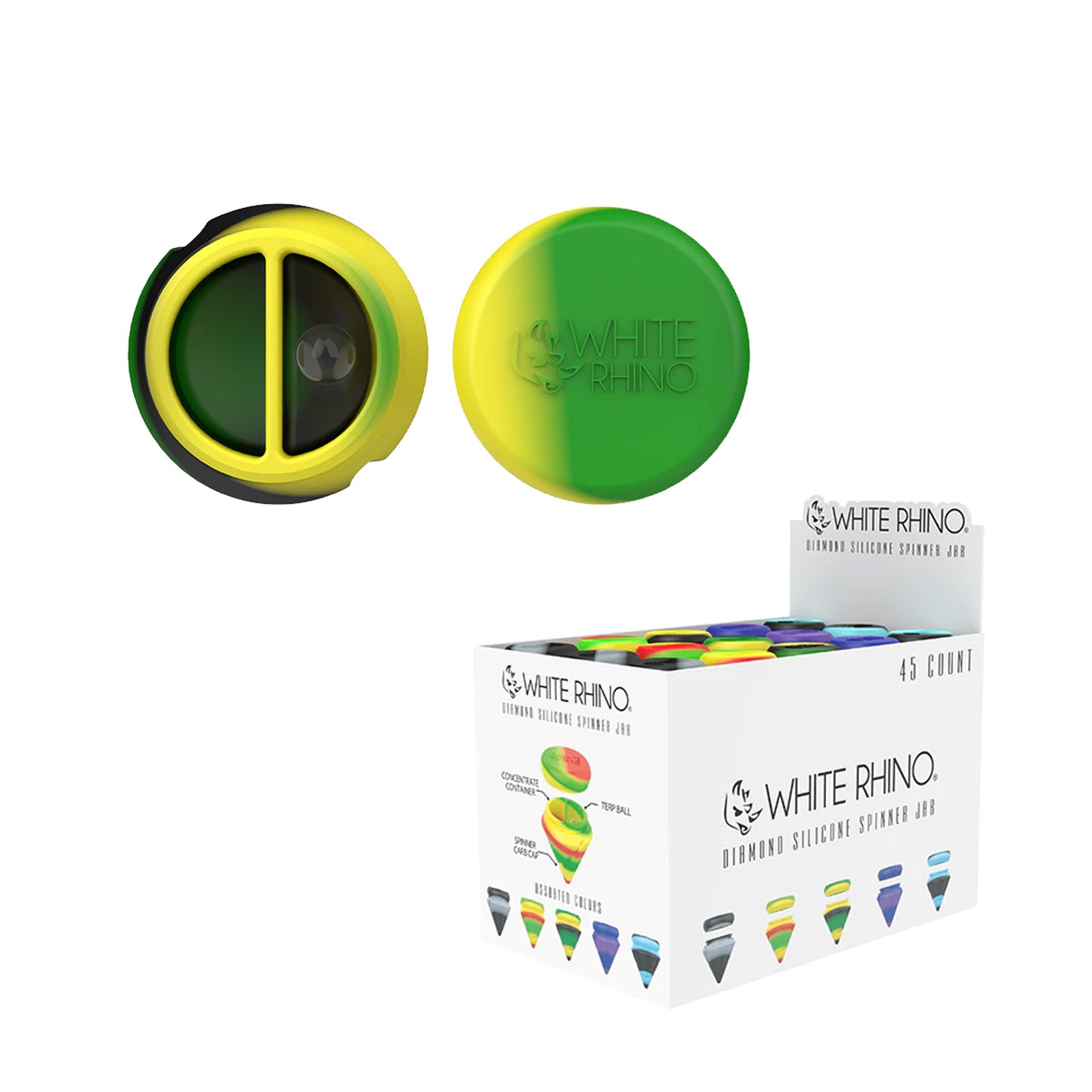 WHITE RHINO - DIAMOND SPINNER SILICONE JAR – 45 COUNT DISPLAY