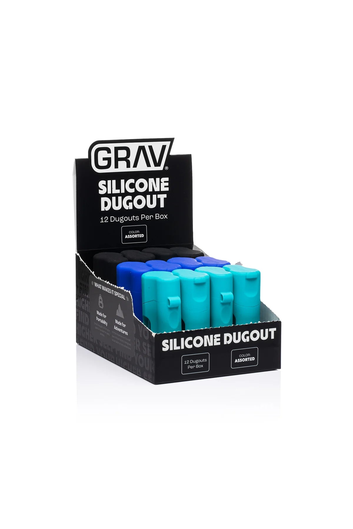 GRAV - SILICONE DUGOUT POP DISPLAY ASSORTED COLORS - 12PACK
