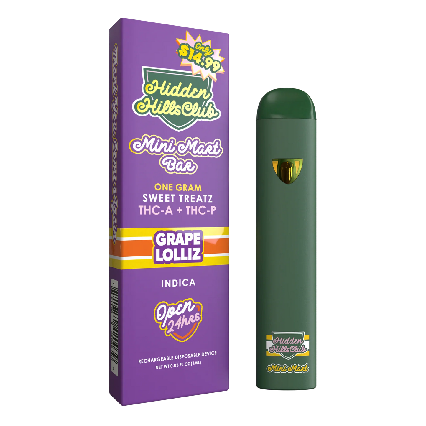 HIDDEN HILLS MINI MART SWEET TREATZ THCA + THCP 1GM DISPO 5CT/ BOX