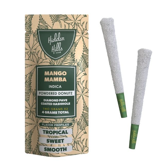 HIDDEN HILLS - POWDERED DONUTZ DIAMOND HASHHOLE 2GM X 2PK PRE ROLLS JOINTS | 10CT/ BOX |