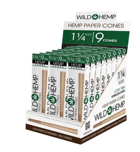 WILD HEMP - UNBLEACHED REGULAR PAPER CONES 24PACK