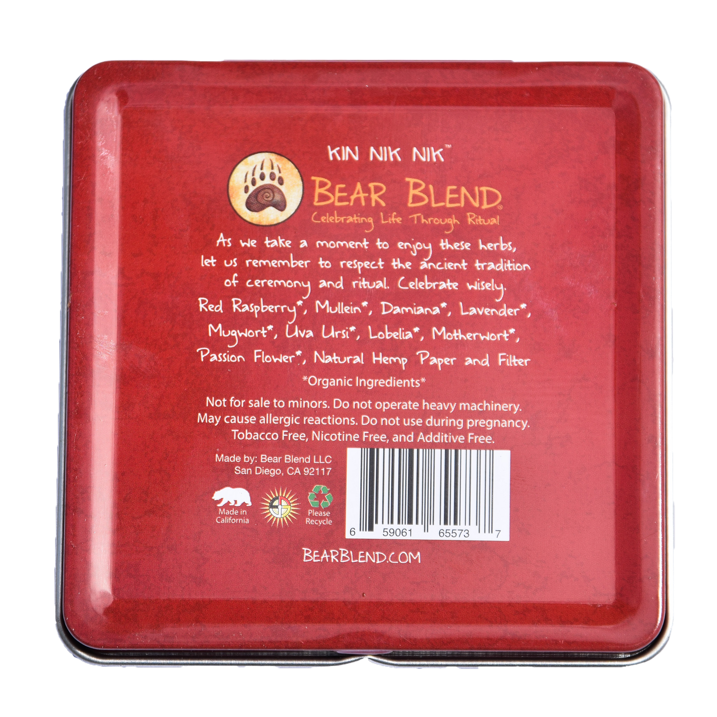 BEAR BLEND - KIN NIK NIK HERBAL CIGARETTES - 10PACK/TIN