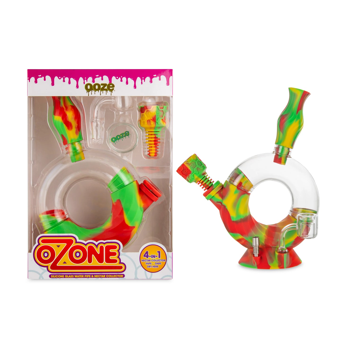 OOZE - OZONE 4 IN 1 SILICONE GLASS WATER PIPE & NECTAR COLLECTOR