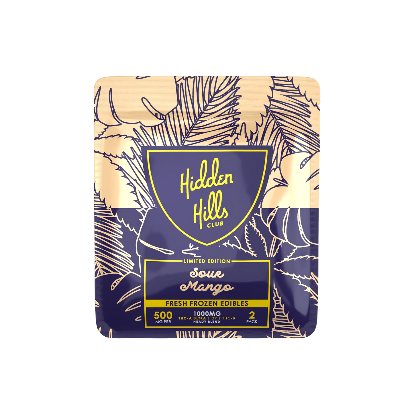 HIDDEN HILLS FRESH FROZEN HEADY BLEND THC-A ULTRA +D9+THC-B 500MG X 2PK GUMMIES 30CT/ BOX