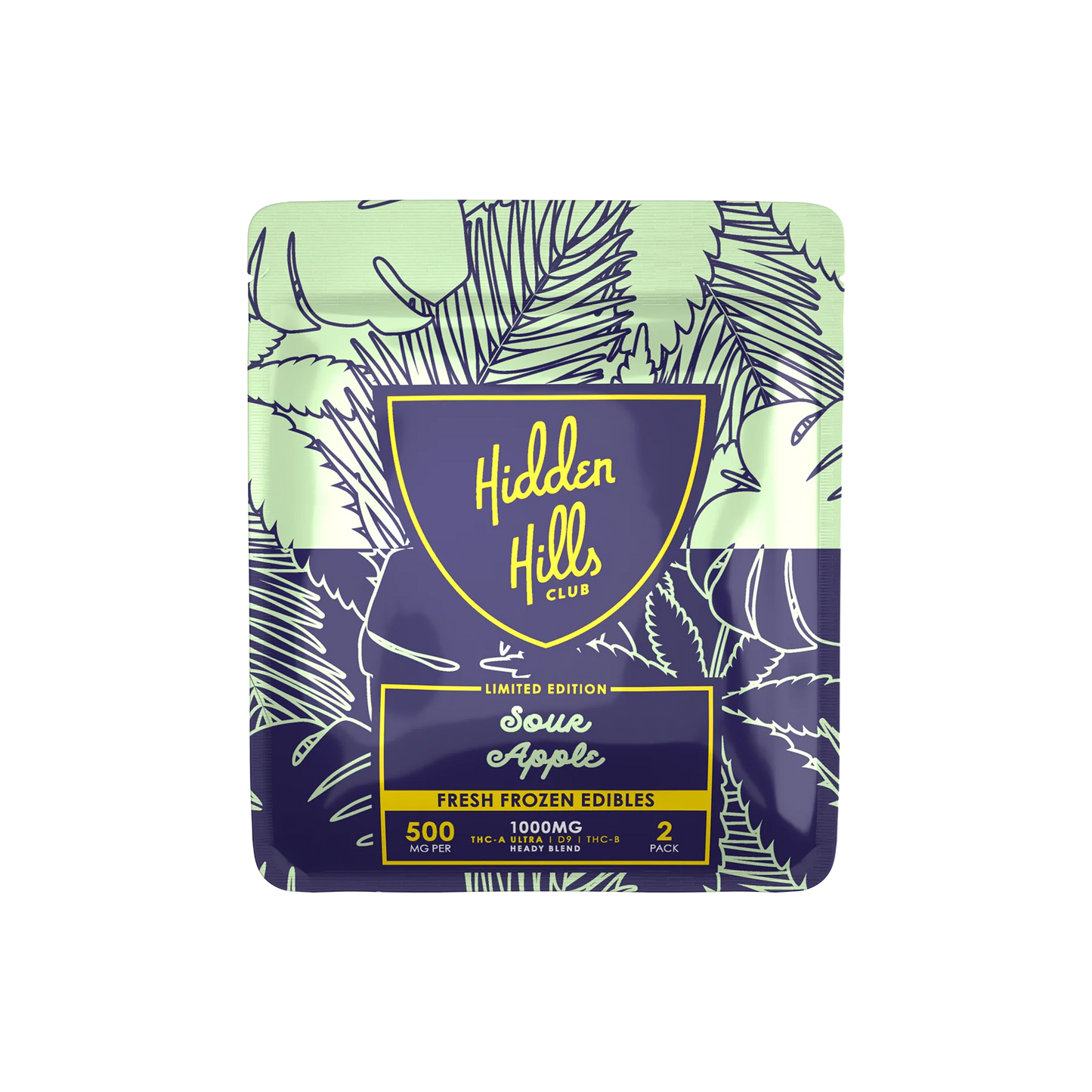 HIDDEN HILLS FRESH FROZEN HEADY BLEND THC-A ULTRA +D9+THC-B 500MG X 2PK GUMMIES 30CT/ BOX