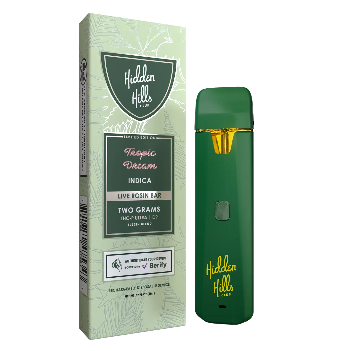 HIDDEN HILLS BUSSIN BLEND THC-P ULTRA D9 LIVE ROSIN BAR 2GM DISPO 5CT/ BOX