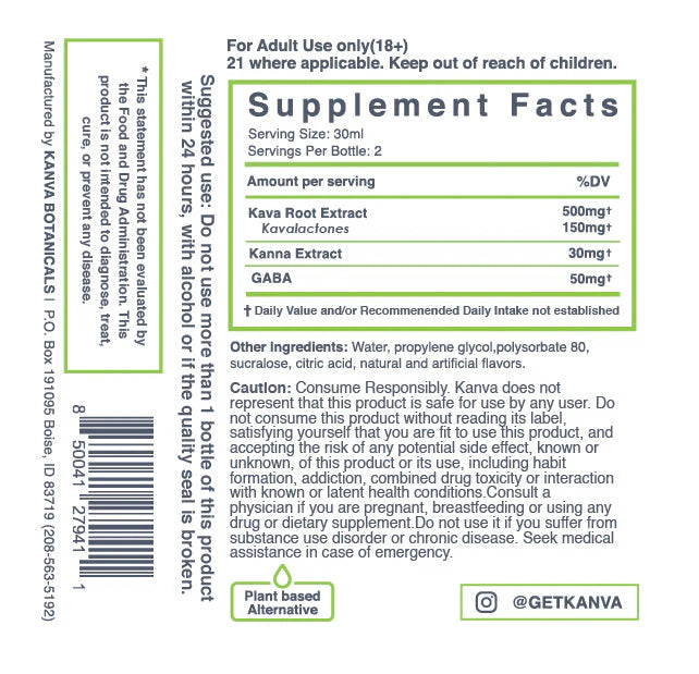 BOTANICALS - KANVA RELEASE + RELAX KAVA AND KANNA 12COUNT / BOX