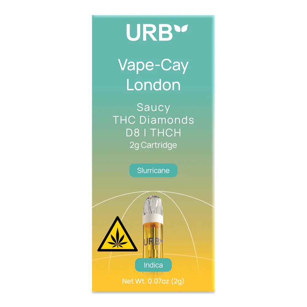 URB - SAUCY THC DIAMONDS CARTRIDGE LIVE RESIN D8 2.2G CART VAPE-CAY LONDON - 6 PACK