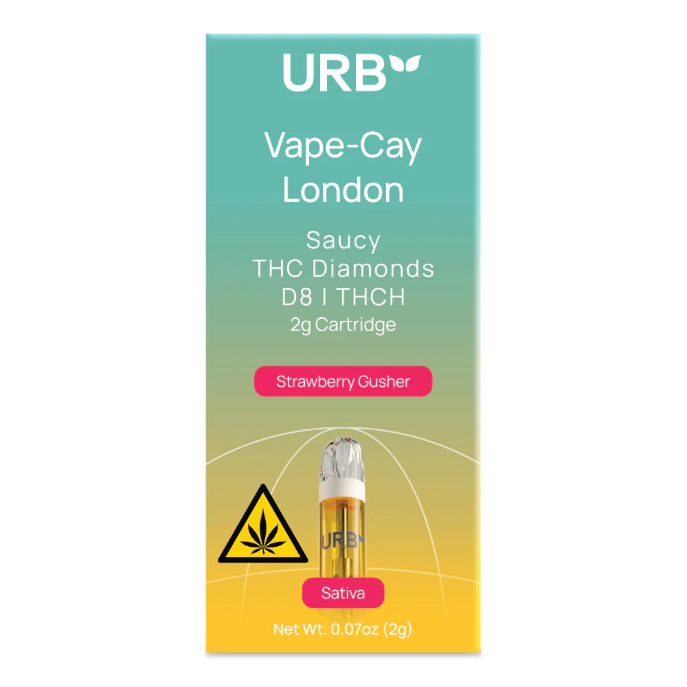 URB - SAUCY THC DIAMONDS CARTRIDGE LIVE RESIN D8 2.2G CART VAPE-CAY LONDON - 6 PACK