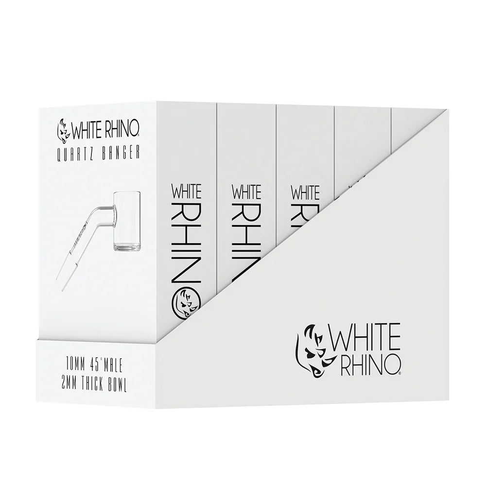 WHITE RHINO - 10MM 45 DEGREE MALE QUARTZ BANGER 2MM THICK BOWL