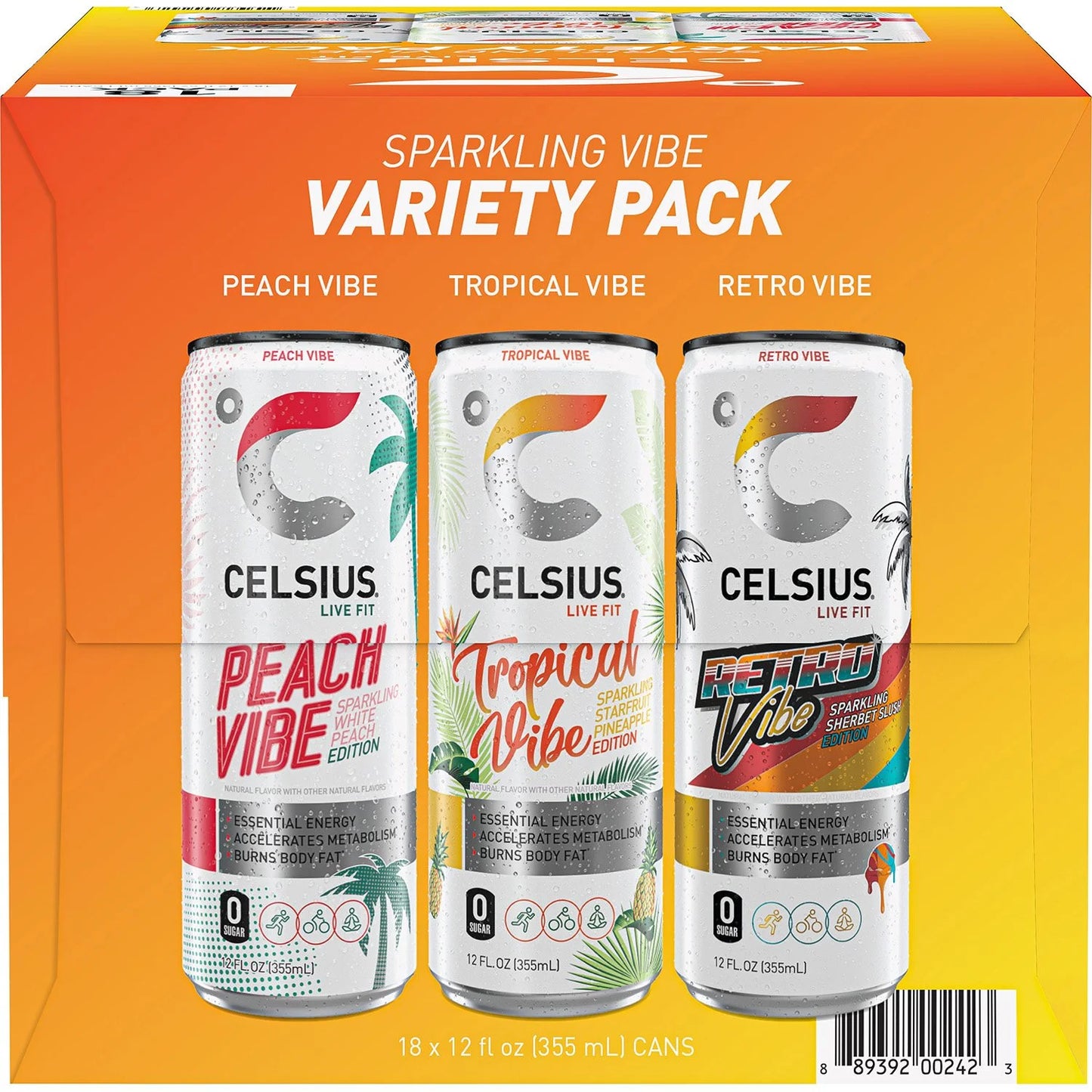CELSIUS - LIVE FIT SPARKING VIBE VARIETY PACK 12 fl. oZ. - 18 PACK
