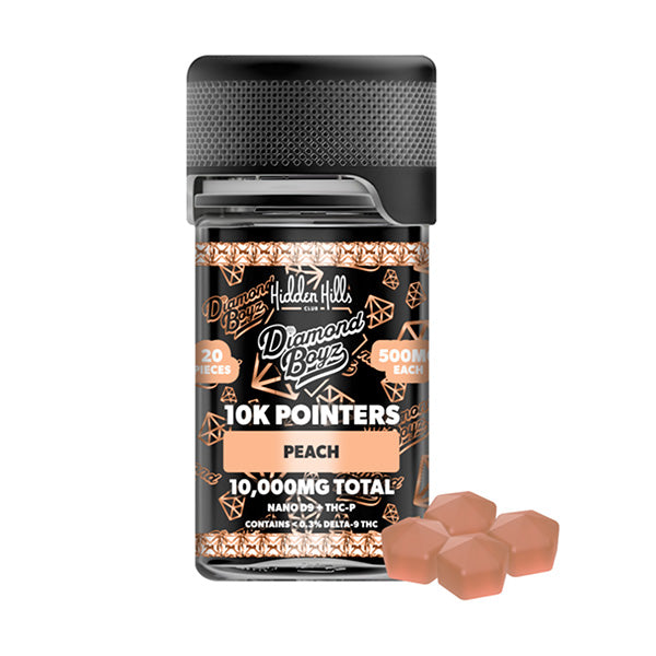 HIDDEN HILLS DIAMOND BOYZ 10K POINTERS NANO D9 + THCP 10,000MG GUMMIES 20CT/ JAR