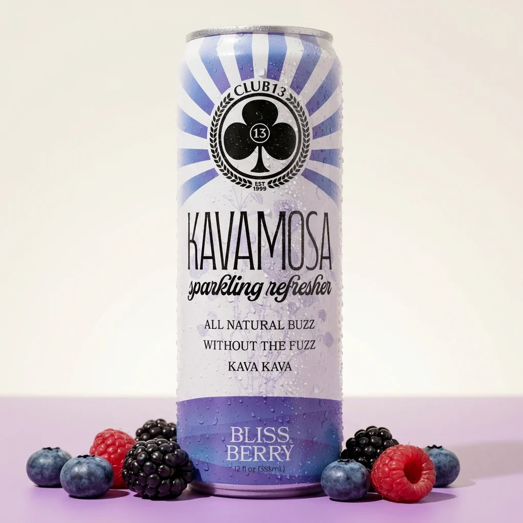 CLUB 13 - BLISS BERRY - KAVA MOSA SPARKLING REFRESHER - 120Z/4PACK