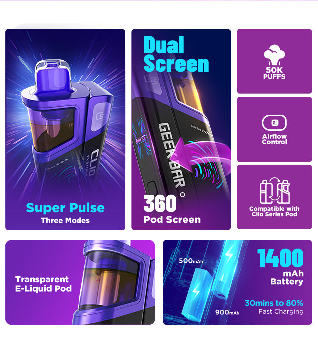 GEEK BAR - CLIO PLATINUM 5% DISPOSABLE POD (80ML) 50K PUFFS 5CT/ BOX