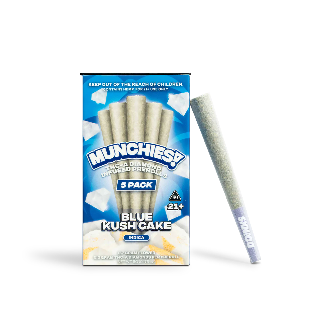 MUNCHIES THC-A DIAMOND INFUSED 1GM PRE ROLLS JOINTS 5PK 10CT/ BOX