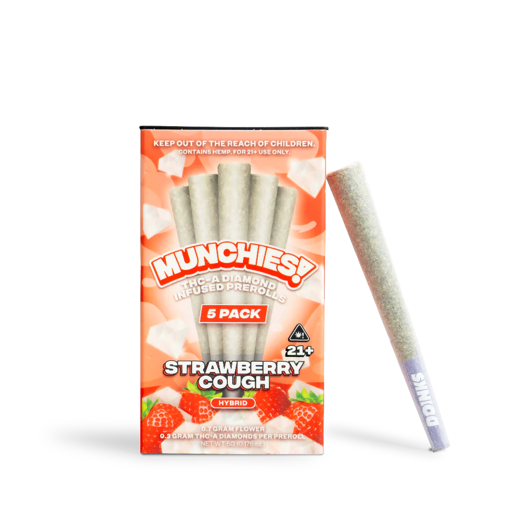 MUNCHIES THC-A DIAMOND INFUSED 1GM PRE ROLLS JOINTS 5PK 10CT/ BOX