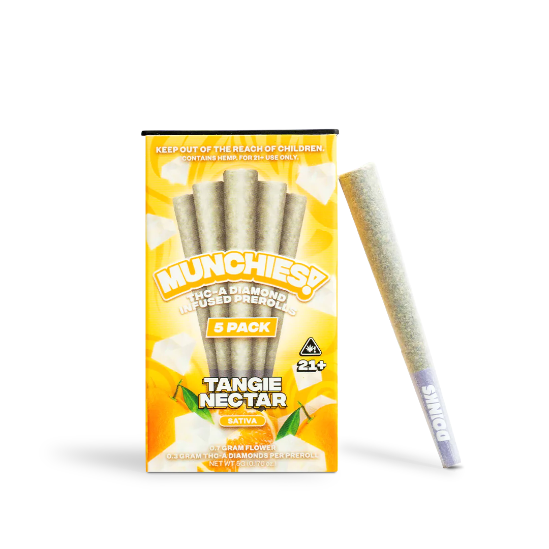 MUNCHIES THC-A DIAMOND INFUSED 1GM PRE ROLLS JOINTS 5PK 10CT/ BOX