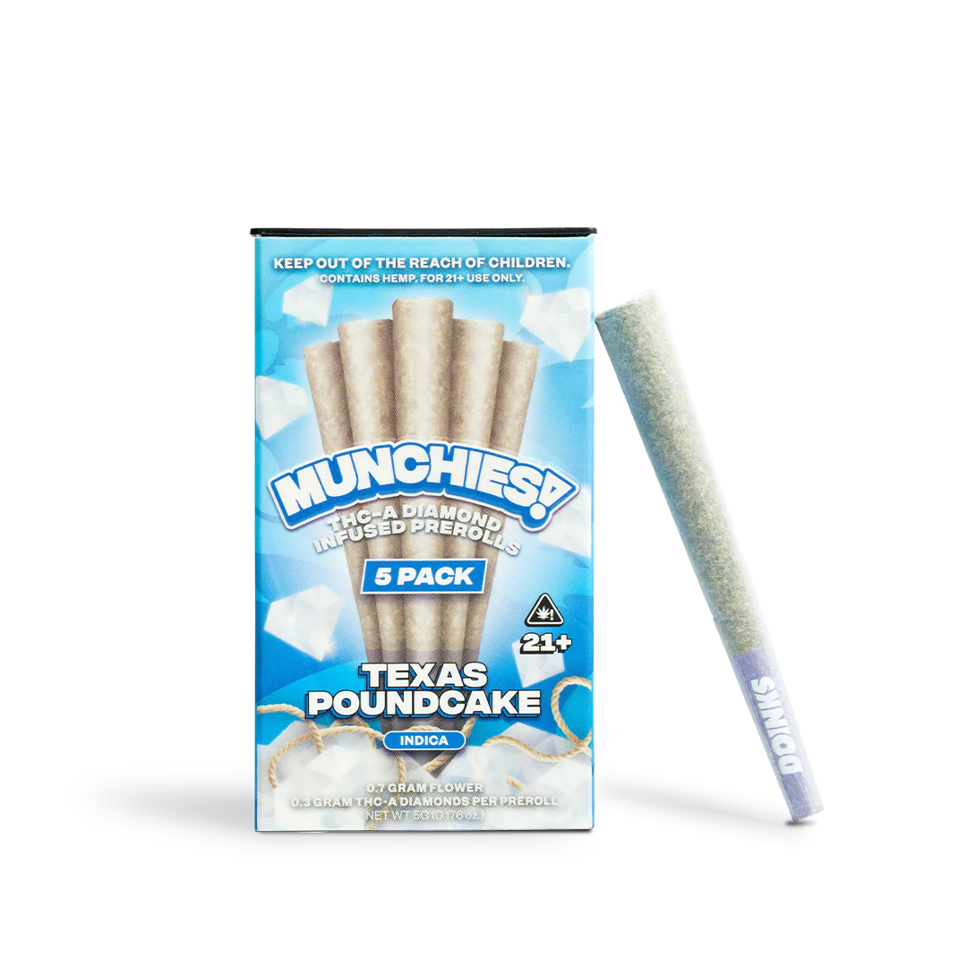 MUNCHIES THC-A DIAMOND INFUSED 1GM PRE ROLLS JOINTS 5PK 10CT/ BOX
