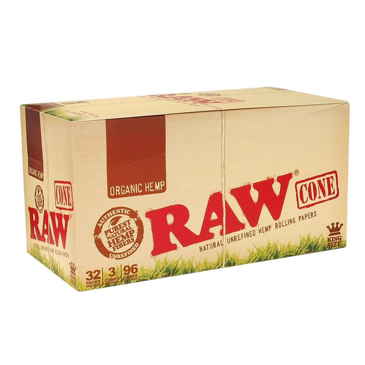 RAW ORGANIC HEMP KING SIZE CONES - 3PK - 32COUNT / BOX