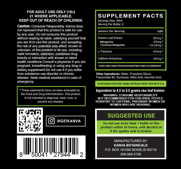 BOTANICALS - KANVA ZOOM EIGHTY + KRATOM ENERGY 12COUNT / BOX