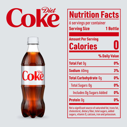 DIET COKE SODA SOFT DRINK, 16.9 fl. oZ - 24PACK / CASE