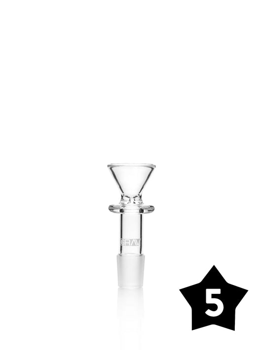 GRAV 19MM FUNNEL BOWL - CLEAR - PACK OF 5