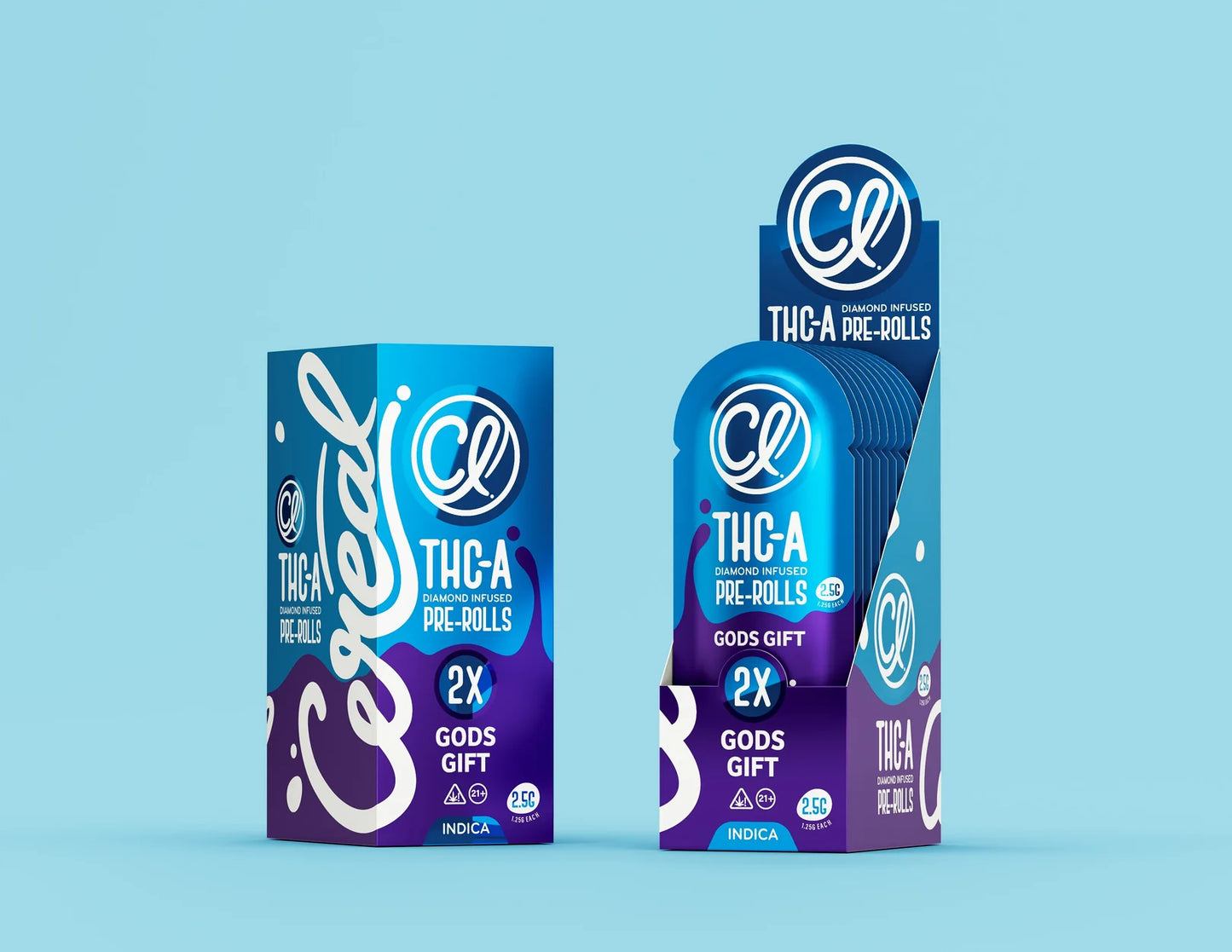 CEREAL LAB - 2.5G THCA DIAMOND INFUSED PRE-ROLSS  – 2- PACK  (DISPLAY OF 10)