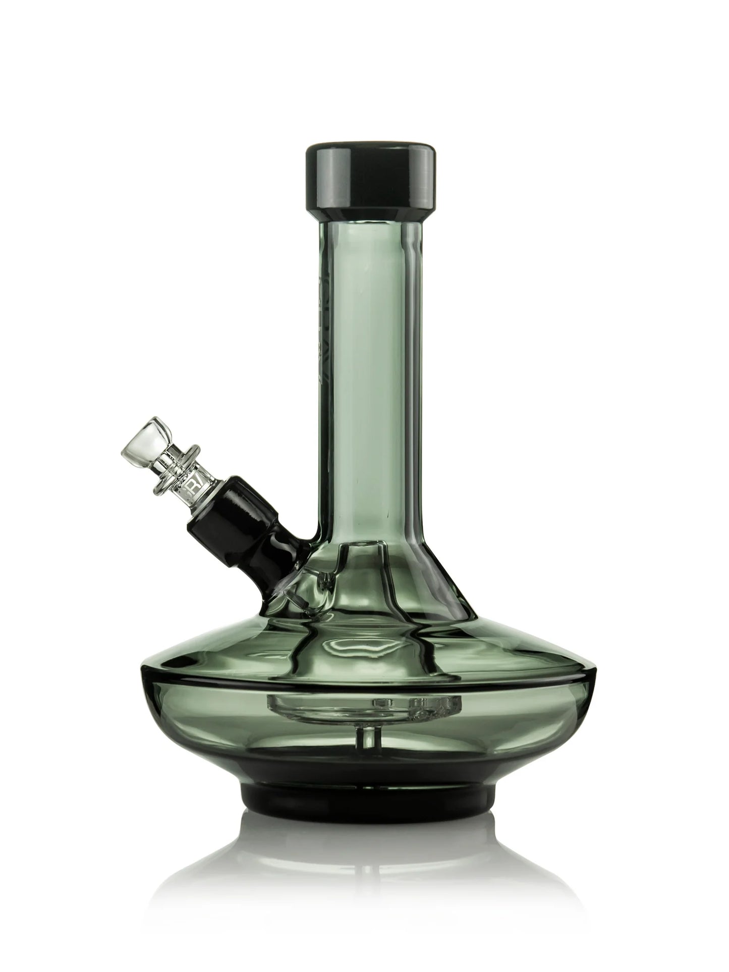 GRAV SMALL WIDE BASE WATER PIPE - SMOKE WITH CLEAR / BLACK ACCENTS