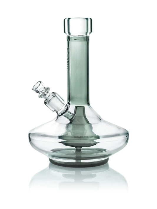 GRAV SMALL WIDE BASE WATER PIPE - SMOKE WITH CLEAR / BLACK ACCENTS
