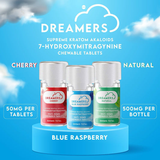DREAMERS 7-HYDROXY SUPREME KRATOM ALKALOIDS 50MG PER TABLET | 10CT/ JAR |