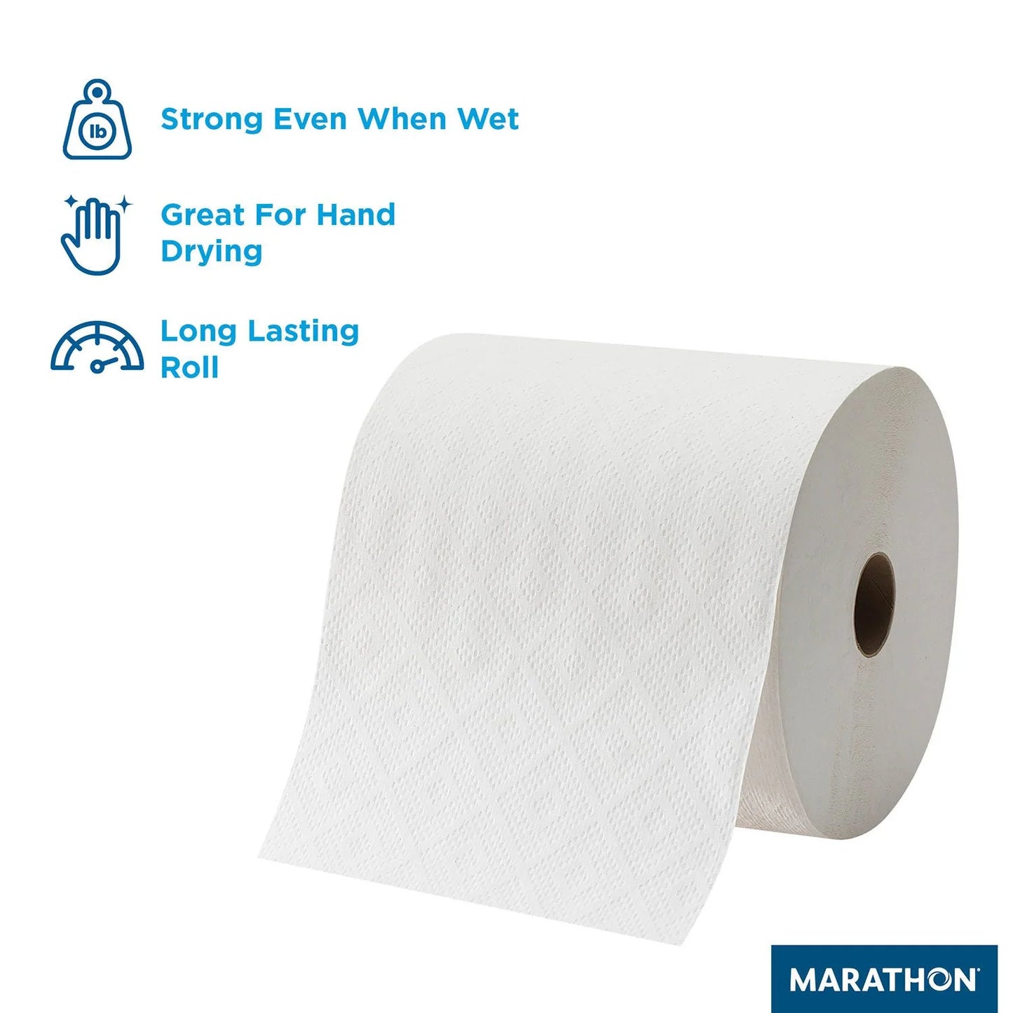 MARATHON HARDWOUND ROLL 1-PLY WHITE PAPER TOWELS - 6PACK ROLLS / BOX, 700FT ROLL