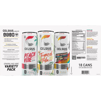 CELSIUS - LIVE FIT SPARKING VIBE VARIETY PACK 12 fl. oZ. - 18 PACK