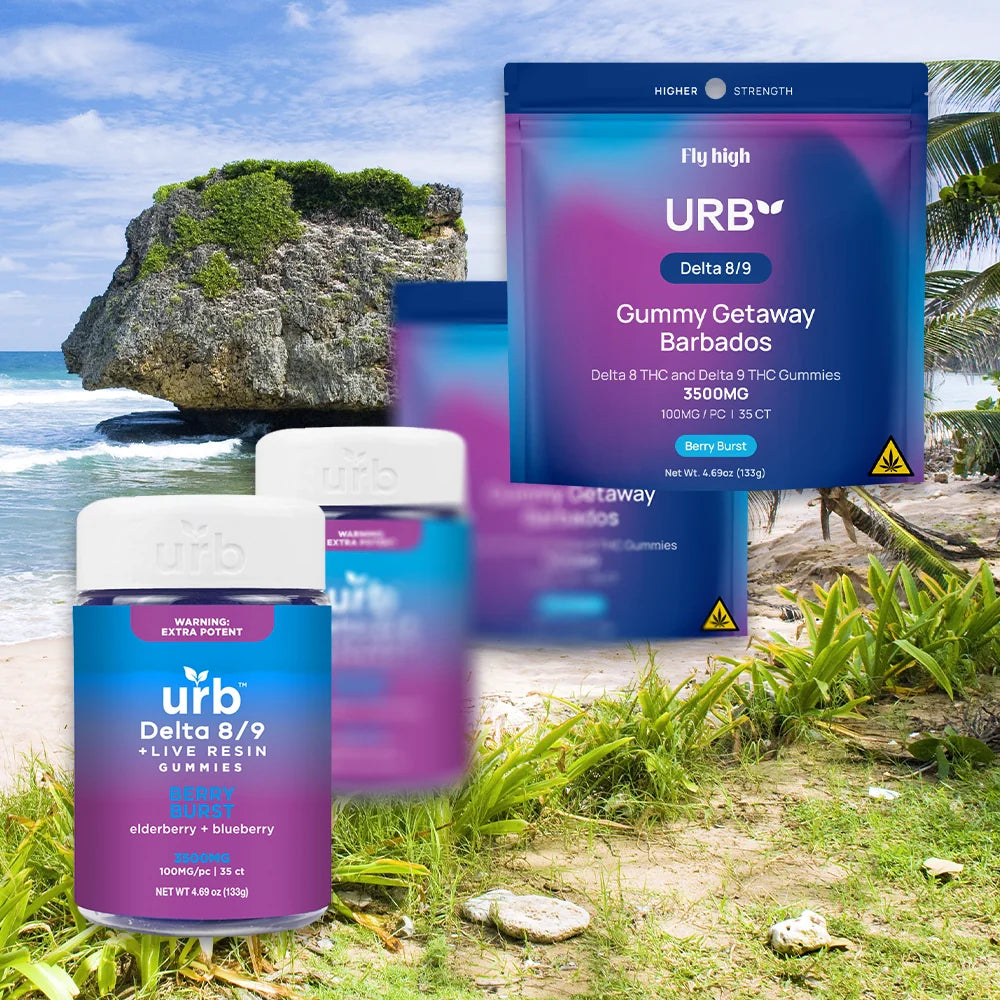 URB - D8/D9 THC GUMMY GETAWAY BARBADOS  3500MG-PACK - 6COUNT|BOX