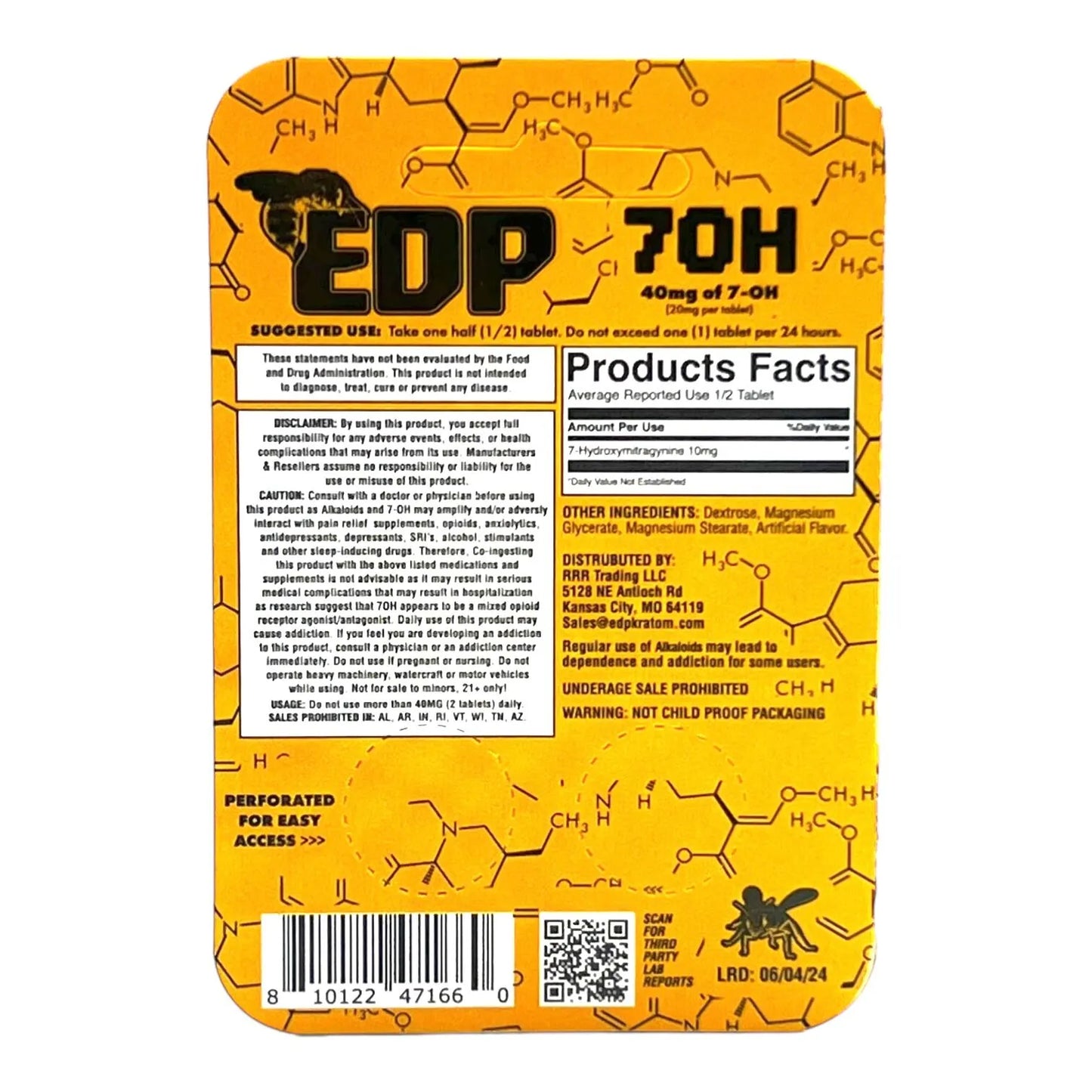 EDP 7OH HYDROXY ADVANCED MITRAGYNA 60MG CHEWABLE TABLETS 3PK 12CT/ BOX