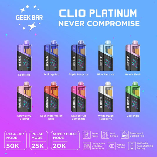 GEEK BAR - CLIO PLATINUM 5% DISPOSABLE KIT (80ML) 50K PUFFS 5CT/ BOX
