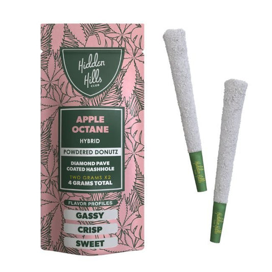 HIDDEN HILLS - POWDERED DONUTZ DIAMOND HASHHOLE 2GM X 2PK PRE ROLLS JOINTS | 10CT/ BOX |