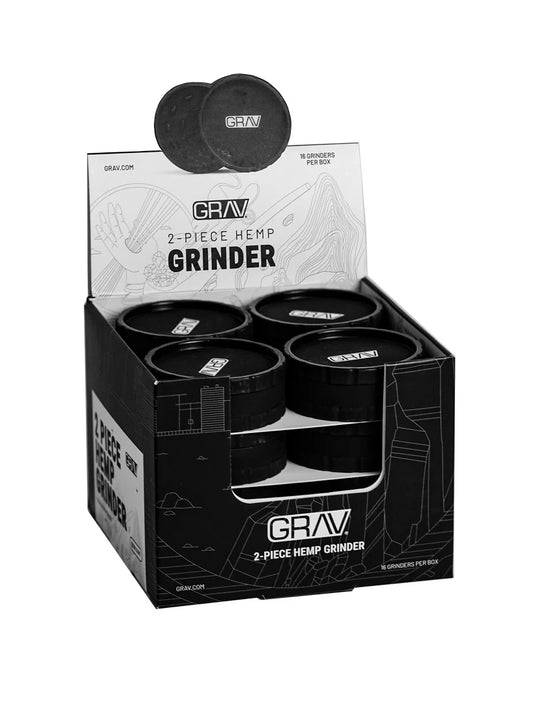 GRAV HEMP PLASTIC 2-PIECE GRINDER COUNTERTOP POP DISPLAY - 16 PACK