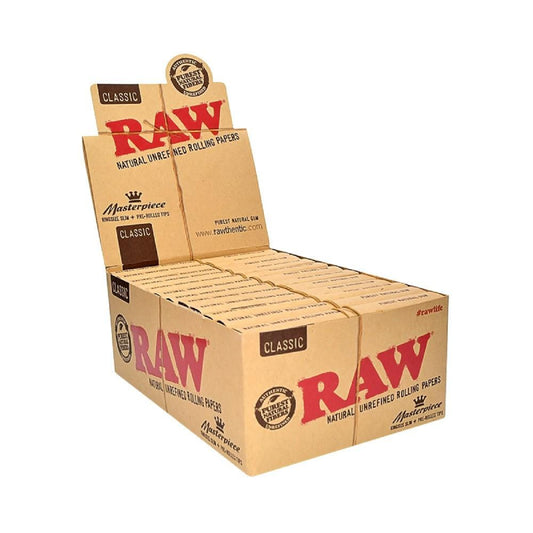 RAW KINGSIZE SLIM+ PREROLLED TIPS(MASTERPIECE) 24 PER BOX
