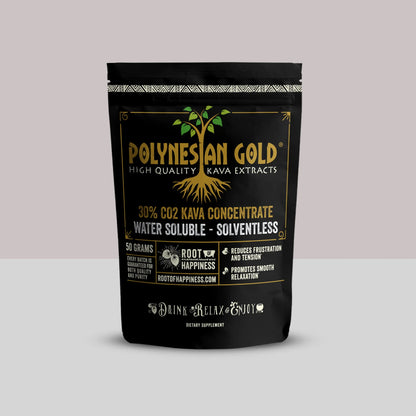 ROOT OF HAPPINES - POLYNESIAN GOLD - HIGH QUALITY KAVA EXTRACTS 30% KAVALACTONE WATER SOLUBLE CO2 KAVA EXTRACT - 50GRAM BAG