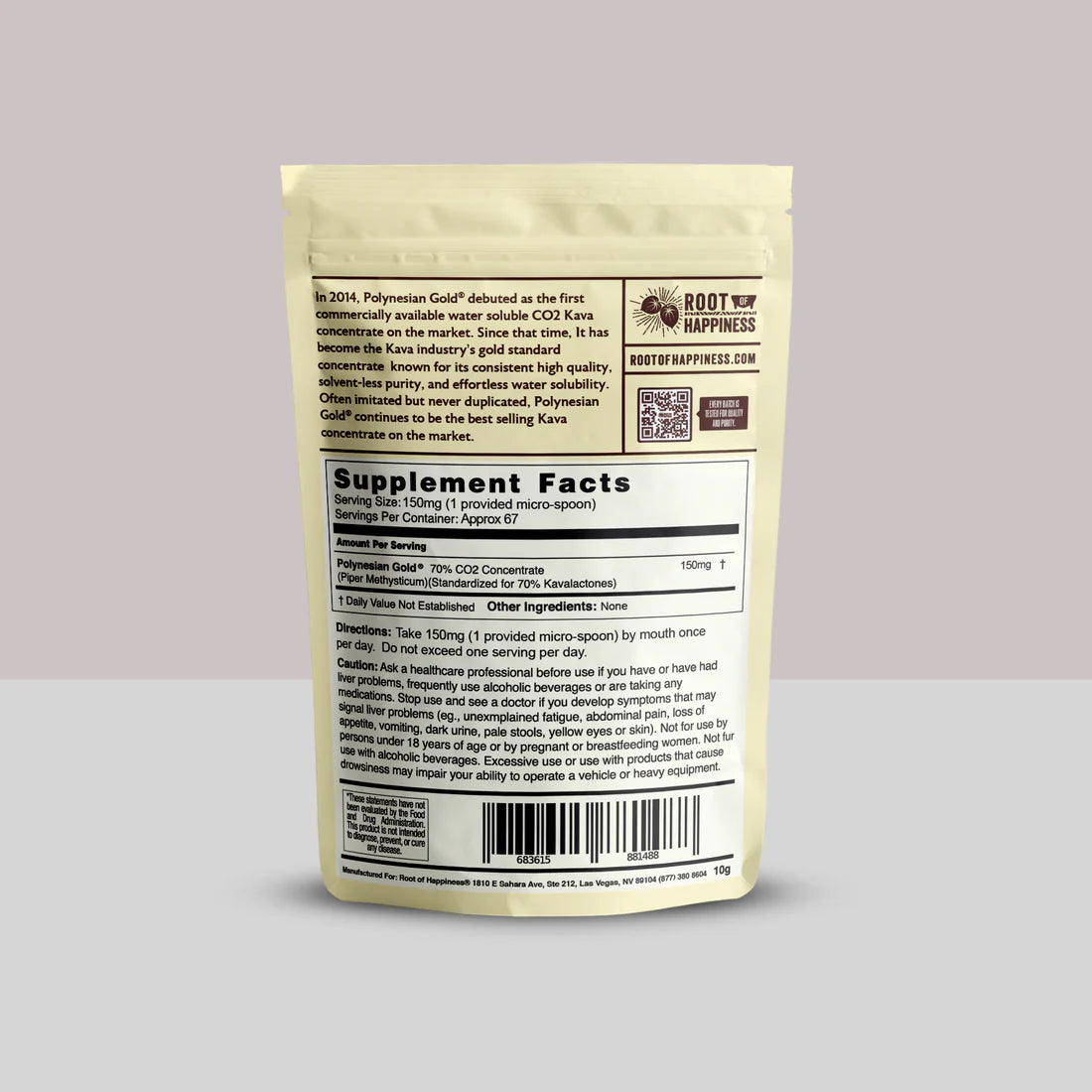 ROOT OF HAPPINES - POLYNESIAN GOLD - HIGH QUALITY KAVA EXTRACTS 70% KAVALACTONE SOLVENTLESS CONCENTRATE - 10GRAM JAR