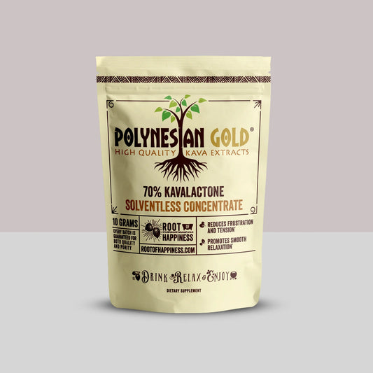 ROOT OF HAPPINES - POLYNESIAN GOLD - HIGH QUALITY KAVA EXTRACTS 70% KAVALACTONE SOLVENTLESS CONCENTRATE - 10GRAM JAR