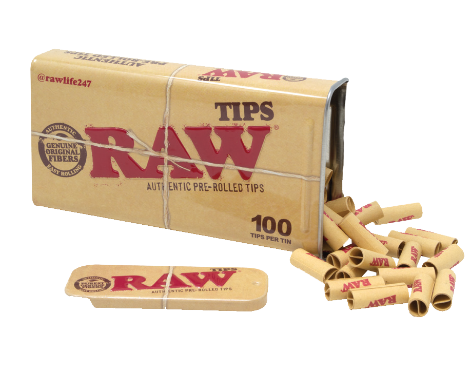 RAW PRE ROLLED TIPS IN TIN 100PACK - 6COUNT
