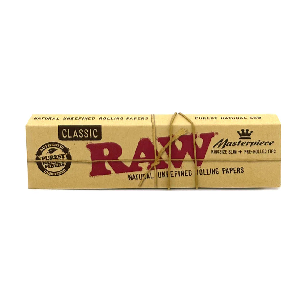 RAW KINGSIZE SLIM+ PRE ROLLED TIPS(MASTERPIECE) 24 PER / BOX
