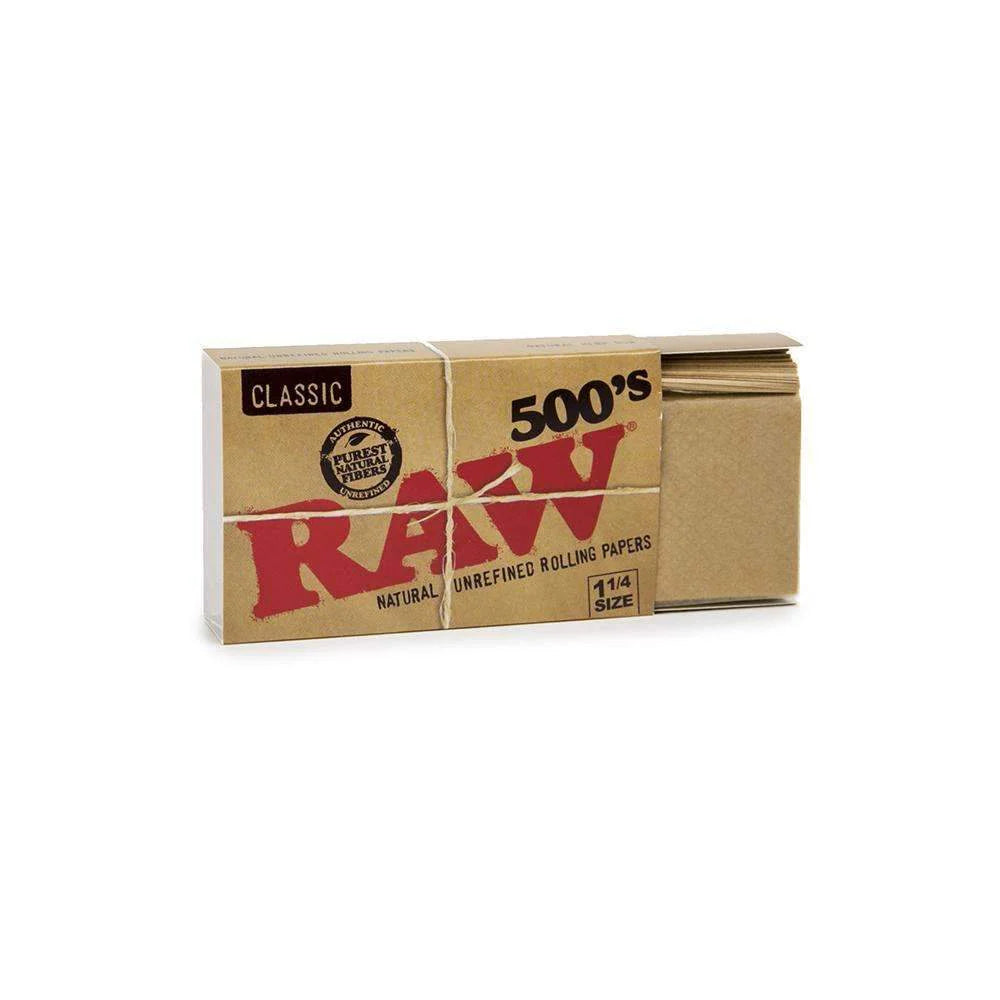 RAW CLASSIC 500's 1 1/4 - 500 LEAVES PER PACK - 20COUNT / BOX