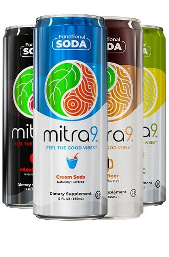 MITRA 9 - FUNCTIONAL SODA - FEEL THE GOOD VIBES - 12 FL OZ / 4 PACK