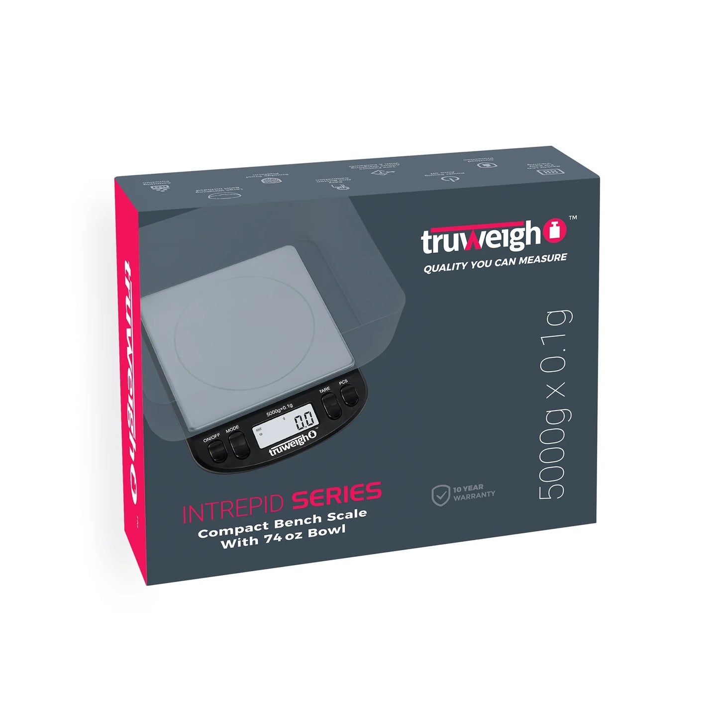 TRUWEIGH SCALE INTREPID SERIES 5KG 5000G X 0.1G BLACK (WITH 74OZ BOWL)