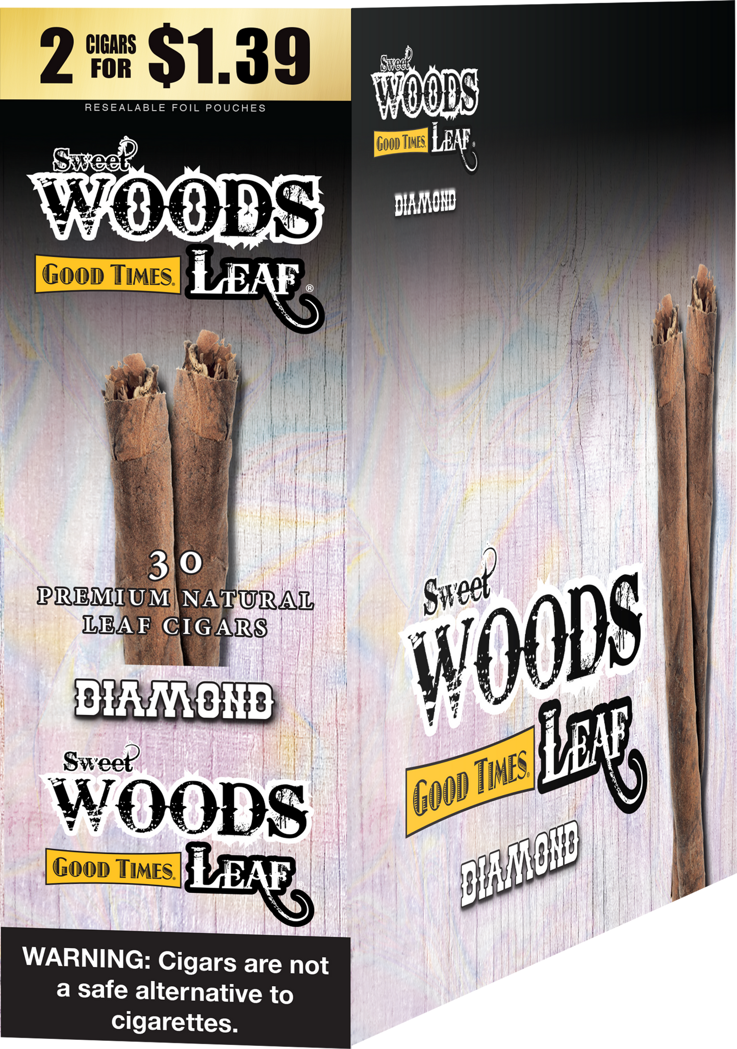 SWEET WOODS LEAF CIGAR 2PK - 15 POUCHES |DISPLAY|