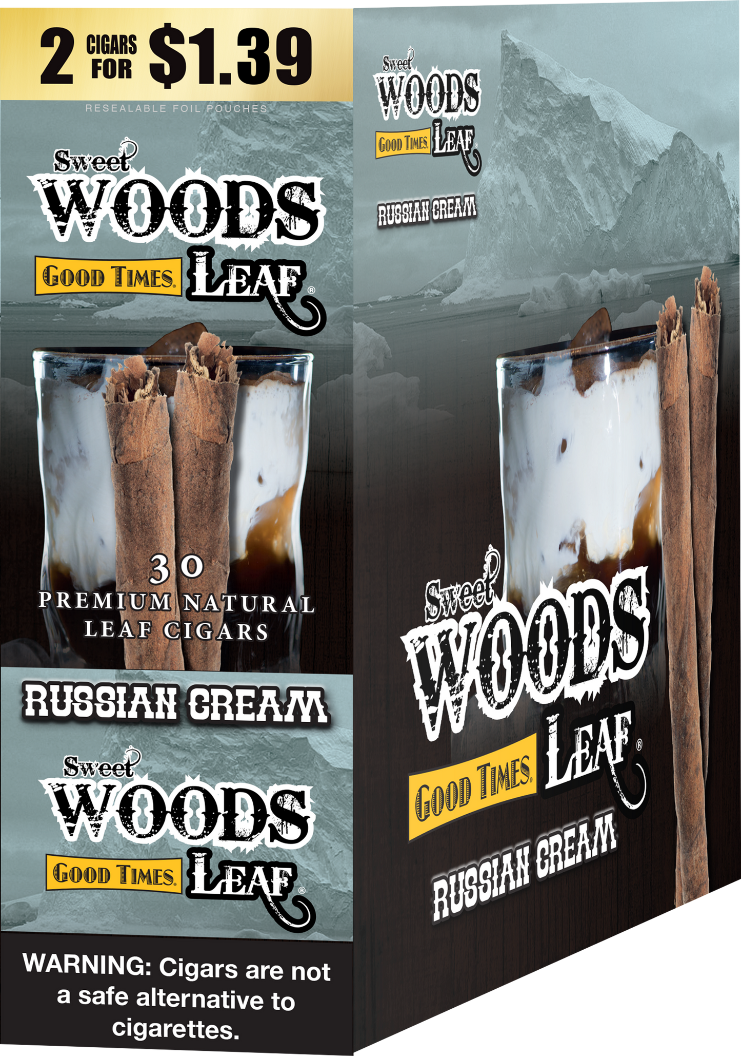SWEET WOODS LEAF CIGAR 2PK - 15 POUCHES |DISPLAY|