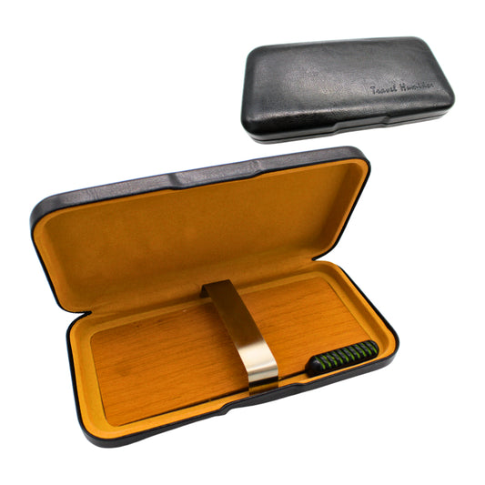 KINGSTAR BONDED LEATHER TRAVEL HUMIDOR WITH PROTECTIVE METAL CASING